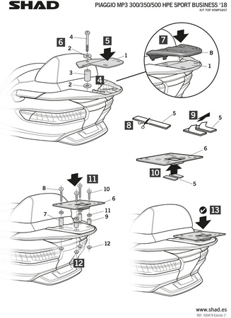 Stelaż kufra tylnego Shad do Piaggio MP3 350 500 HPE S