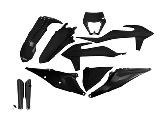 Komplet Plastików Z Osłonami Teleskopów (Amortyzatorów) Ktm Exc 125 '20-'21, Exc 250 / 300 '20-'23, Exc-F 250 / 350 / 450 / 500 '20-'23 Kolor Czarny