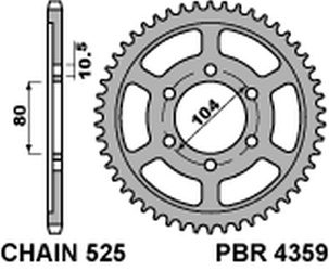 Zębatka tylna 4359 44 c45 kawasaki zxr 750r ninja '96-'03, klz versys 1000 '12-'20, z 1000 '03-'20 (jtr1489.44) (łańc. 525)