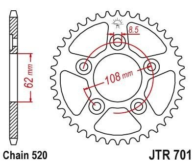 ZĘBATKA TYLNA MOTOCYKLOWA NA ŁAŃCUCH 520 41 ZĘBÓW