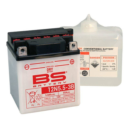 Bs 2022/02 akumulator 12n5.5a-3b 12v 5,5ah 103x90x114 obsługowy - elektrolit osobno (55a) (6) ue2019/1148