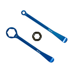 KOMPLET ŁYŻEK DO OPON ALU KUTE Z KLUCZAMI OCZKOWYMI 32, 22, 12, 10 MM KOLOR NIEBIESKI