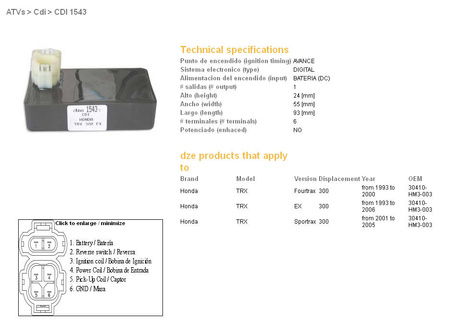 Dze moduł zapłonu cdi honda trx300 ex 93-05 (30410-hm3-003)