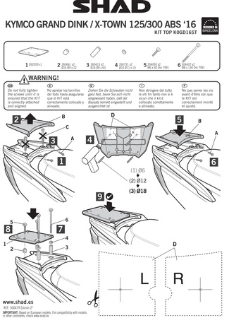 Stelaż kufra tylnego Shad do Kymco X - Town 125 / 300 ( 16 -18 )