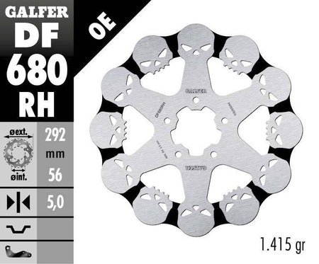 Tarcza hamulcowa przód harley-davidson (292x56x5) skull (wzór czaszki)
