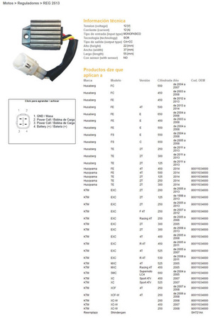 Dze regulator napięcia ktm exc 125 98-13, exc200/250/300 05-13, exc250/400/450/525/530 05-11 (80011034000) (12v/12a) (801103400) (sh721aa)