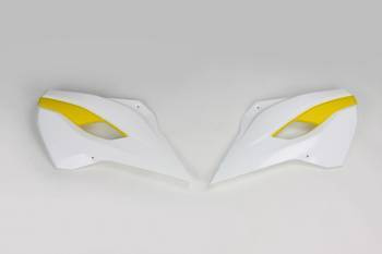 Osłony chłodnicy husqvarna tc/te 125, fc/tx/te/fe 250, tc/te/tx 300, fc/fe 350, fc/fe 450, fe 501 '14-16, tc 250 '16, kolor oem '15 (biały/żółty)