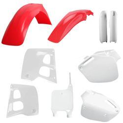 KOMPLET PLASTIKÓW (FULL KIT) HONDA CR 125 '91-'92; CR 250 '90-'91 W ZESTAWIE TABLICA PRZEDNIA (8680700001) I OSŁONY AMORTYZARORÓW (8394000001) KOLOR CZERWONY/BIAŁY