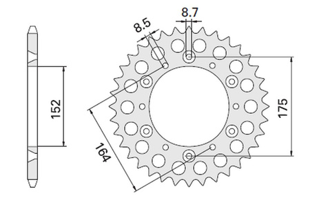 Zębatka tylna 856 48 ergal aluminiowa yamaha yz/yzf '88-'98 (85648jt) (jtr853.48) (łańc. 520) kolor srebrny