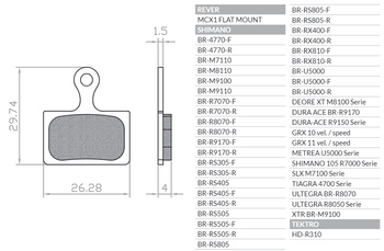 Klocki hamulcowe rowerowe organic mtb / szosa półmetaliczne