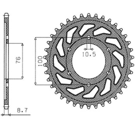 Zębatka tylna 825 52 / 816 48 suzuki gsxr1100, gsxr750 (92-95) (jtr816.52) (łańc. 530) (81652jt)