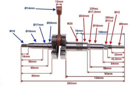 Wał korbowy skuter Suzuki Address 50,60 Morini