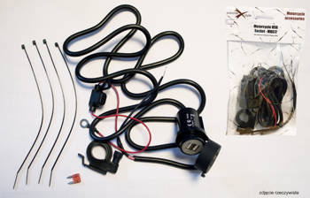 Motocyklowe gniazdo usb x2 z bezpiecznikiem montaż na kierownicę - mus17