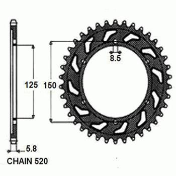 Zebatka napedzana stalowa sunstar sunr1-3547-43