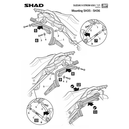 Stelaż do kufrów bocznych Shad 3P do Suzuki V-Strom DL 650