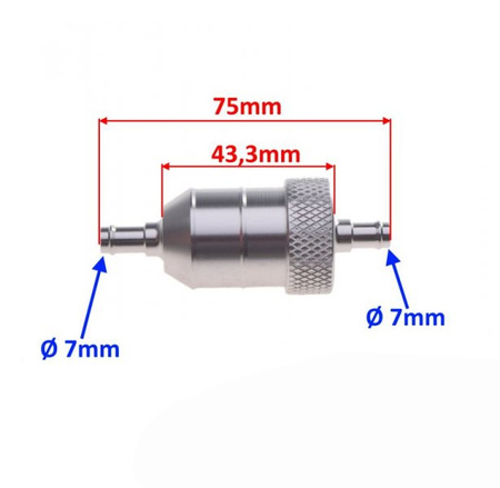 Filtr Paliwa CNC Fi 6 Mm Rozkręcany Aluminiowy