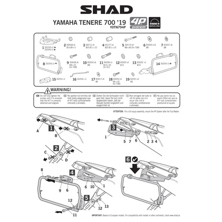 Stelaż do kufrów bocznych Shad 4P Terra do Yamaha Tenere 700