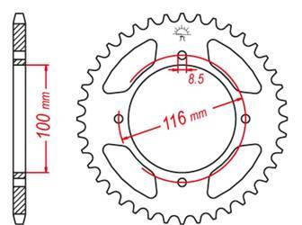 Zębatka tylna aluminiowa 467 50 kawasaki kx 80 '98-'99, kx 85 '01-'20 (jtr461.50) kolor czarny