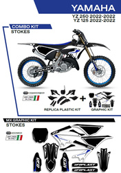 Komplet plastików plukomplet naklejek (oklein) yamaha yz 125/250 '22 w zestawie przednia tablica (ya04860) oraz osłony amortyzatorów (ya04814) stokekolor czarny