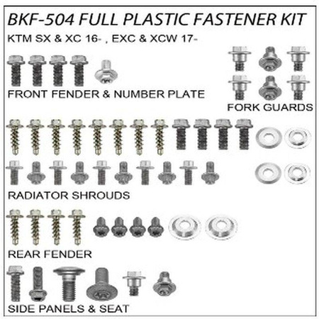 komplet śrub do plastików ktm sx '16-20, exc '17-20 (bkf-504)