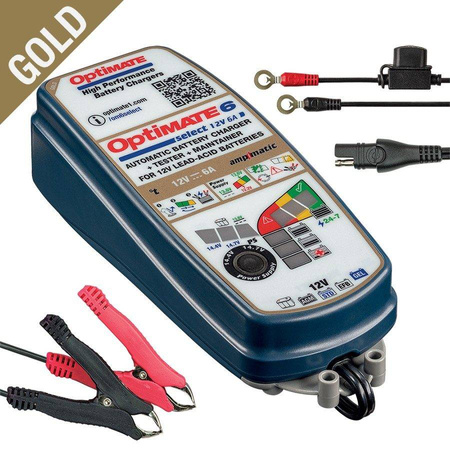 Ładowarka akumulatorów optimate 6 select 12v 6a, 3-144ah, agm / gel / std / efb/ deep cycle, sae (el) (12)