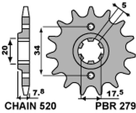 Zębatka tylna 279 45 c45 ktm 125 duke 11-13 (jtr273.45)  (zamienna z 4668 45) (łańc. 520) (otwór 8,5mm)