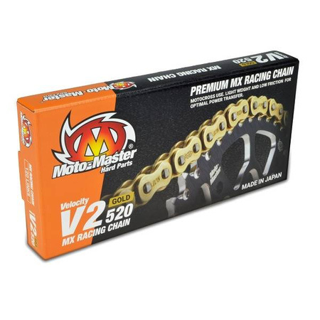 Łańcuch  v2-520g mx racing gold chain regular kolor złoty (120 ogniw, zapinka w zestawie)