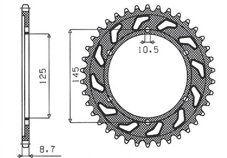 Zębatka tylna 865 45 yamaha fzr 600 '92-'93 (3he) (jtr865.45) (łańc. 530) (86545jt)