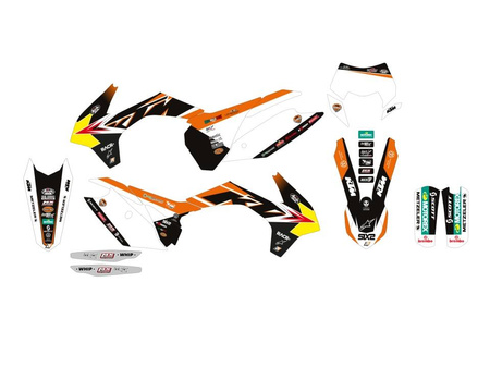 Komplet naklejek (oklein) ktm sx-sxf 13-15, exc 14-16 replica trophy 2022, kolor czarny/pomarańczowy