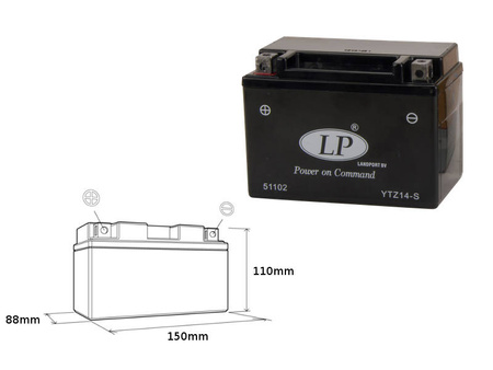 Landport akumulator ytz14-s 12v 12ah 150x86x110 (gtz14s) bezobsługowy - zalany (4)