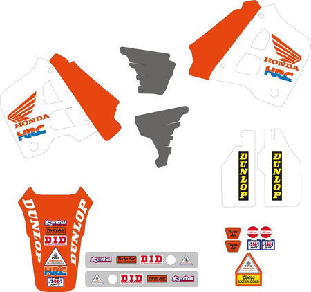 Komplet naklejek (oklein) honda cr 125 '91-'92, cr 250 '90-'91, replica team honda '91 usa kolor pomarańczowy/biały/szary