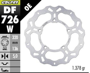TARCZA HAMULCOWA TYŁ BMW K 1600GT '11; K 1600 GRAND AMERICA '18- (WAVE FIXED) (320X136X5MM)