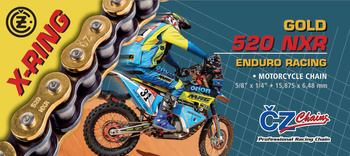 ŁAŃCUCH NAPĘDOWY 520 NXR (108 OGNIW) ACTIVE RI(X-RING) ZŁOTY ENDURO RACIDO 600 CCM (WĄSKI 15,875 X 6,48MM) (35,1 KN) + ZAPINKA