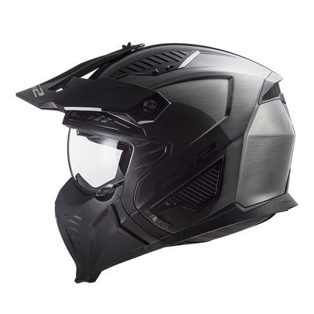 Kask modułowy LS2 OF606 Drifter Jeans Titanium z odpinaną maską