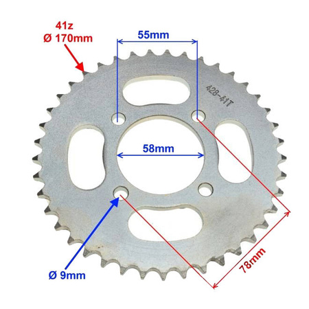 Zębatka tylna 41Z 428 do motocykla Junak 901