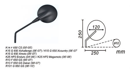 Lusterko Lewe Bmw F650gs/ Cs G650x/ Hp2 M10 Power Force