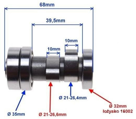 Wałek rozrządu do silnika 139Fmb 50 110 CM