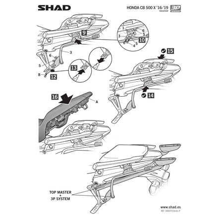 Stelaż do kufrów bocznych Shad 3P do Honda CB500X 2016