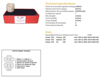 Dze moduł zapłonu cdi honda trx300 fourtrax 93-00, ex 93-06, sportrax 01-05