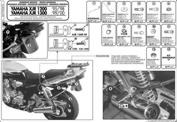 Stelaż Kufra Centralnego Yamaha Xjr 1200 (95-98), Xjr 1300 (98-02) ( Bez Płyty )