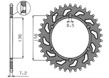 Zębatka tylna 4365 43 suzuki dr 650 se '96-'12 (jtr1791.43) (łańc. 525) (436543jt)