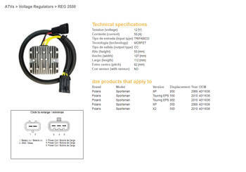 Dze regulator napięcia polaris sportsman 550 '09-'10, 850 '09-'10 (40111636) mosfet - 50a