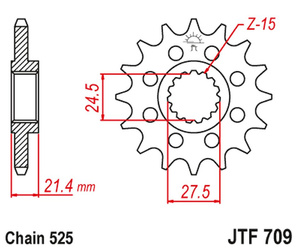 zębatka przednia 2150 17 aprilia 750/900 dorsoduro/abs'07-'19, shiver/gt/abs '07-'19 1200 dorsoduro/abs '11-'16(215017jt) (łańc. 525)