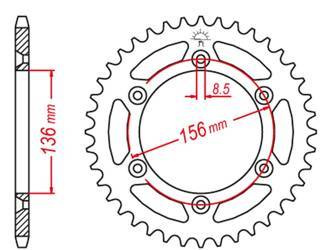Zębatka tylna aluminiowa kolor srebrny 702 48 husqvarna cr/wr/te/tc '90-'13, beta 450/498/520 rr '05-'14, gas gas ec 125/200/250/300/400/450