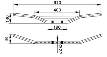 Kierownica stalowa z poprzeczką średnica 22mm kolor czarny