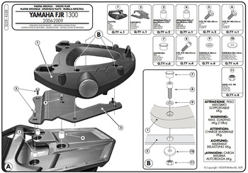 Stelaż Kufra Centralnego Yamaha Fjr 1300 (06-15) ( Z Płytą Monokey )
