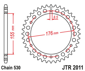Zębatka tylna 4392 43 triumph 900/955/1000 (439243jt) (łańc. 530) czarna