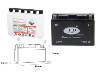 Landport akumulator yt9b-bs 12v 8ah 150x70x105 bezobsługowy - elektrolit osobno (6) ue2019/1148