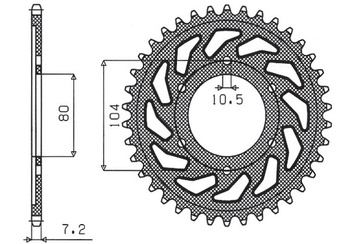 Zębatka tylna 4359 40 kawasaki zx 6 r '98-'02, z 1000 '07-'09, zx10r '04-'15 (jtr1489.40) (łańc. 525) (435940jt)
