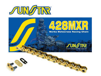 Łańcuch  428mxr-132g (428nz3) motocross do 150 ccm (kolor złoty) (22,2kn) otwarty + zapinka